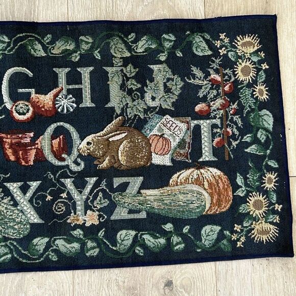 Tapestry Table Runner Gardener's Alphabet Botanical Cottage Farmhouse Country - Picture 6 of 6